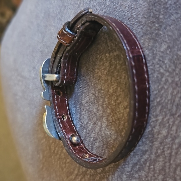 BRIGHTON Cowboy Core Brown Leather Scroll Buckle Belt Bracelet 07135 - Picture 4 of 8